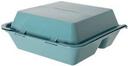 GET Enterprises Polypropylene Teal 3-Compartment Food Container, 9 x 9 inch -- 12 per case