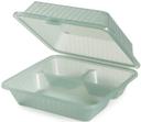 GET Enterprises Eco Takeouts Polypropylene Jade 3 Compartment Food Container, 9 x 9 inch -- 12 per case