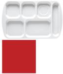 GET Enterprises Melamine Red Right Handed 6 Compartment Tray, 15.5 x 10 inch -- 12 per case
