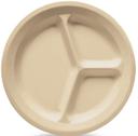 GET Enterprises SuperMel Melamine Tan Three Compartment Plate, 10 inch -- 12 per case