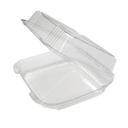 Earthchoice Clear PLA Hinged Lid Container, 8 x 8 x 3 inch -- 200 per case