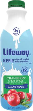 Lifeway Cranberry Creme Brulee Kefir, 32 Fluid Ounce -- 6 per case