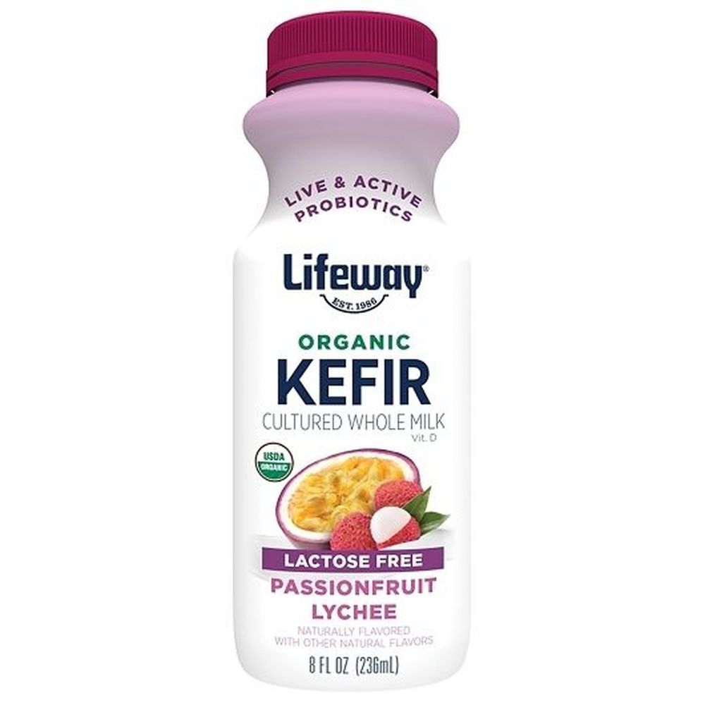 Lifeway Organic Passionfruit Lychee Kefir, 8 Fluid Ounce - 6 per case