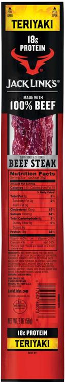 Jack Links Teriyaki Beef Steak, 2 Ounce -- 24 per case.