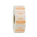 National Checking Company Dateit Orange Trilingual Permanent Label - Saturday, 1 x 1 inch -- 1000 per case.