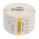 National Checking Company Dateit Yellow Trilingual Item/Date/Use By Removable Label - Tuesday, 2 x 3 inch -- 500 per case.