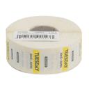 National Checking Company Dateit Yellow Trilingual Dissolvable Label - Tuesday, 1 x 1 inch -- 1000 per case.