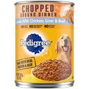 Pedigree 13.2 Ounce Chopped Ground Dinner Combo with Chicken Beef and Liver Wet Dog Food, 12 count
