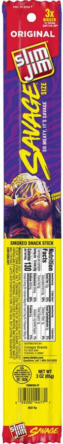 Slim Jim Savage Original Meat Sticks - Shipper, 3 Ounce -- 72 per case