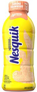 Nestle Nesquick Ready to Drink Lowfat Banana Strawberry Milk, 14 Fluid Ounce -- 12 per case