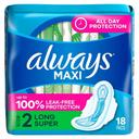Always Maxi Unscented Size 2 Long Super Pads with Wings, 18 count -- 8 per case