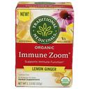 Traditional Medicinal Organic Immune Zoom Lemon Ginger Herbal Supplement Tea, 16 tea bags -- 6 per case