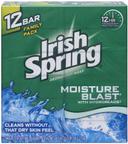 Irish Spring Moisture Blast Bar Soap, 12 count per pack -- 6 per case