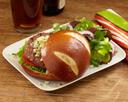 Gonnella Baking Pretzel Sliced Hamburger Bun, 3 Ounce -- 42 per case.
