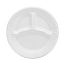 Dart Foam Plastic Plates, 9 inch dia, White, Round, 3 Compartments, 125/Pk, 4 Pks/Carton