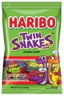 Haribo Confectionery Twin Snakes Gummy Candy, 8 Ounce Peg Bag -- 10 per case
