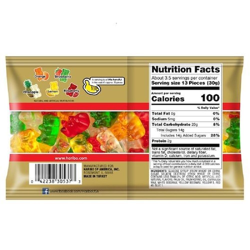 Haribo Goldbears Gummi Candy, 3.5 Ounce Share Bag -- 90 per case