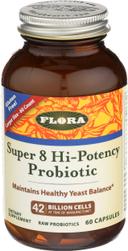 Flora Super 8 Hi Potency Probiotic Capsules, 60 count