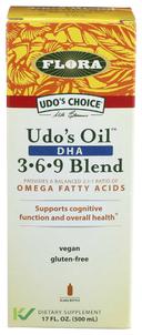 Flora Udos Oil Organic Omega Fatty Acid DHA 369 Blend Dietary Supplement Oil, 17 Fluid Ounce