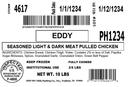 Eddy Seasoned Light and Dark Meat Pulled Chicken, 10 Pound.
