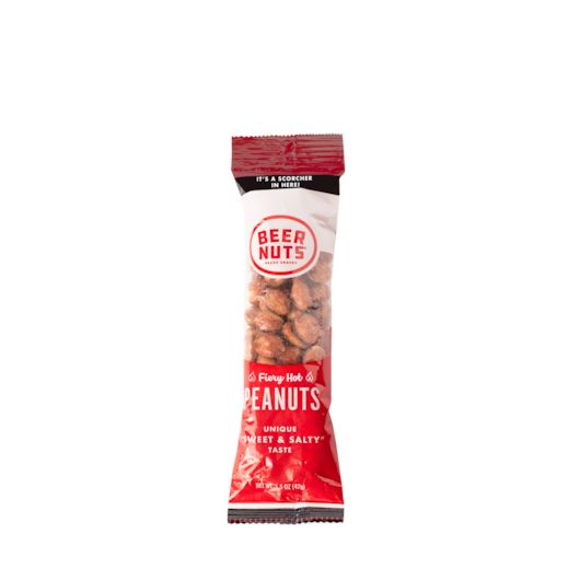 Beer Nuts Fiery Hot Peanut Snack Tube, 1.5 Ounce -- 48 per case