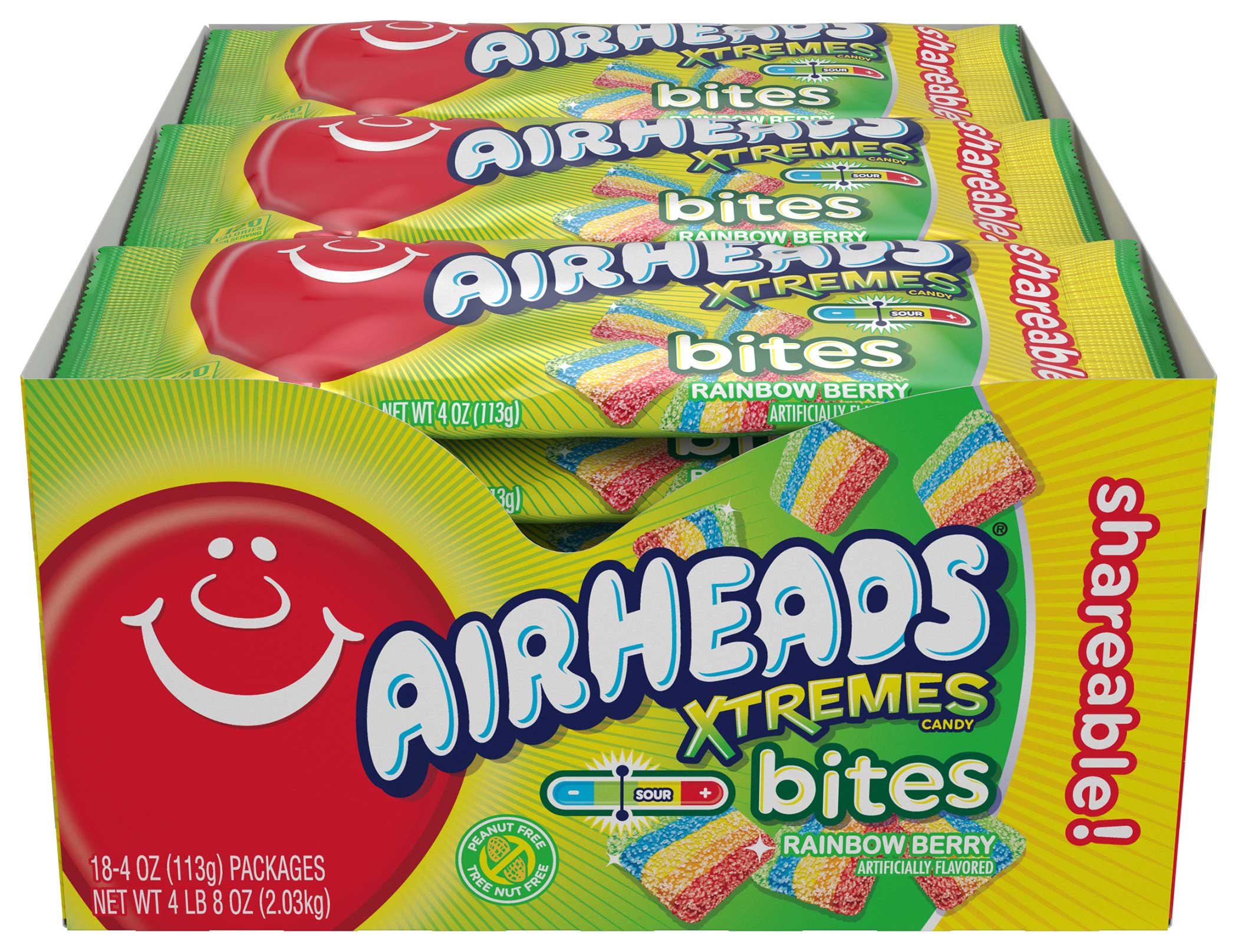 Airheads Xtremes Bites Soft and Chewy Candy, 4 Ounce -- 144 per case.
