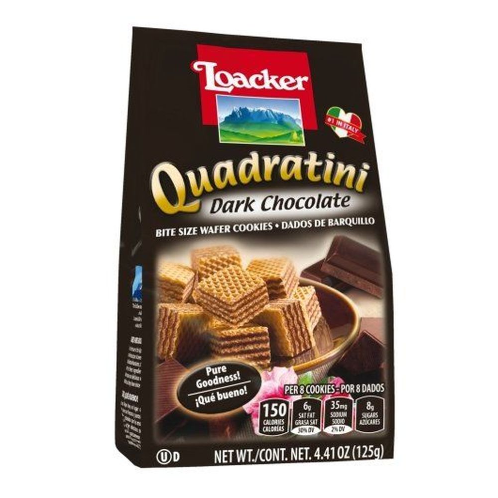 Loacker Quadratini Dark Chocolate Wafer, 4.41 Ounce - 6 per case