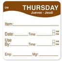 Daymark Square Thursday Food Label, 2 x 2 inch -- 250 per case