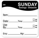 Daymark Sunday Day Of The Week Label, 2 x 2 inch -- 250 per case