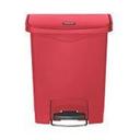 Rubbermaid Slim Jim Red Step On Front Step Resin Container, 8 Gallon Capacity