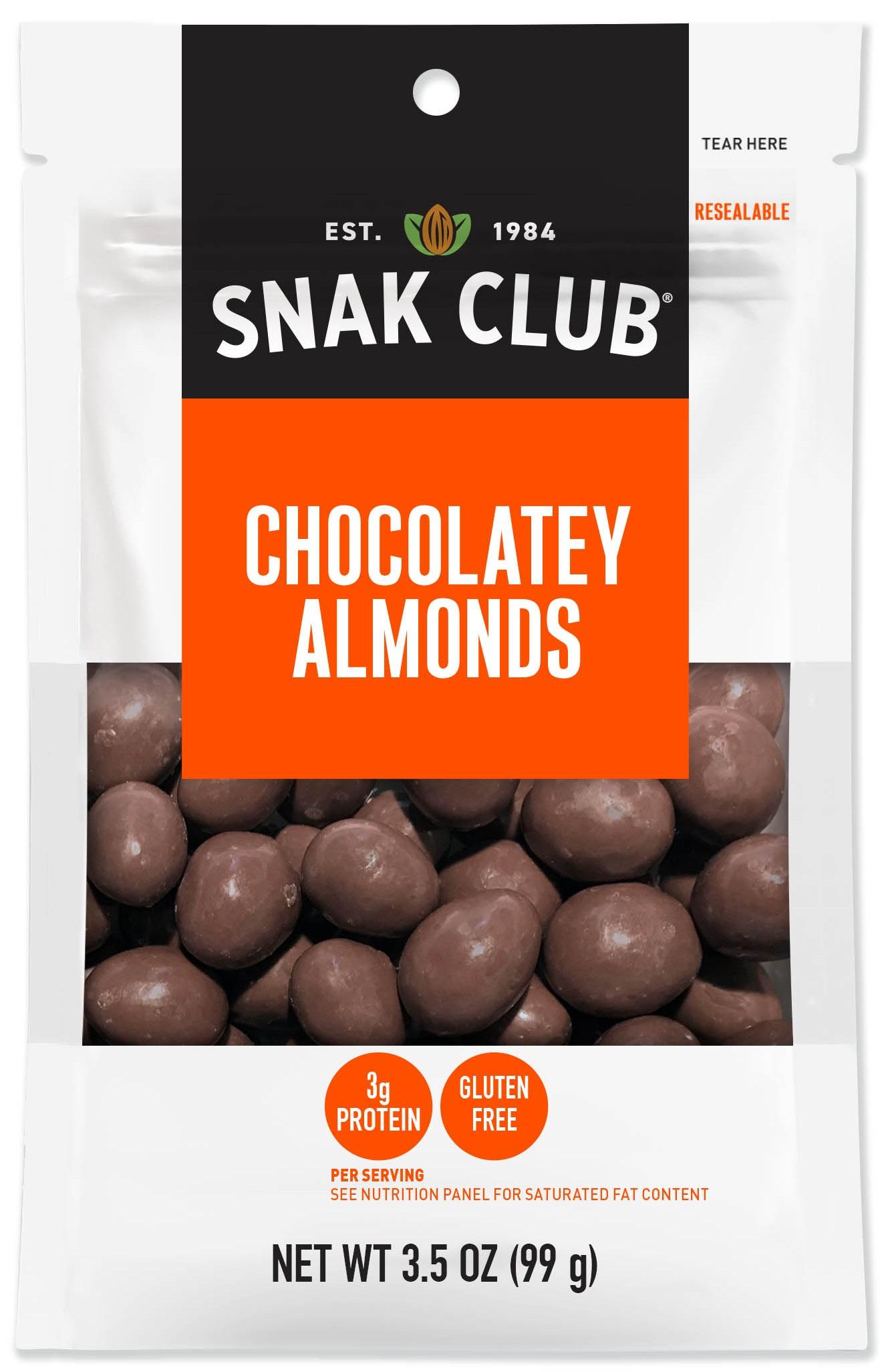 Snak Club Premium Pack Chocolate Almonds, 3.5 Ounce -- 6 per case