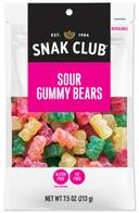 Century Snacks Snak Club Premium Pack Sour Gummy Bears, 7.5 Ounce -- 6 per case