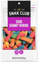 Century Snacks Snak Club Premium Pack Sour Gummy Worms, 7.5 Ounce -- 6 per case