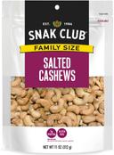 Century Snacks Snak Club Family Size Salted Cashews, 11 Ounce Bag -- 6 per case