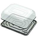 D and W Fine Pack Black Half Sheet OPS Cake Base with 3.8 inch Fluted Dome Lid -- 80 per case