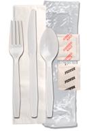 Enviroware Polystyrene Fork Knife Spoon Salt and Pepper Napkin Kit -- 250 per case.