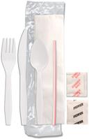 Senate Fork Knife Teaspoon Salt Pepper Milk Straw Kit, 13 x 13 inch -- 500 per case