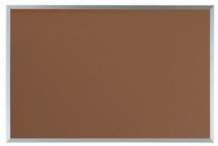 Aarco VIC Clear Satin Anodized Aluminum Frame Tan Cork Durable Bulletin Board, 24 inch Height x 36 inch Width