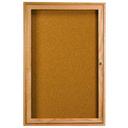 Aarco High Gloss Clear Lacquer Finish Red Oak Enclosed Bulletin Board with Single Door, 36 inch Height x 24 inch Width