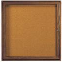 Aarco Stained Walnut Finish Red Oak Enclosed Bulletin Board with Single Door, 36 inch Height x 36 inch Width