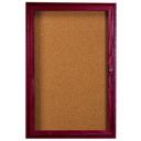Aarco Cherry Stained Finish Red Oak Enclosed Bulletin Board with Single Door, 24 inch Height x 18 inch Width