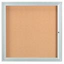 Aarco Clear Satin Anodized Finish Enclosed Aluminum Bulletin Board with Single Door, 36 inch Height x 36 inch Width
