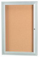 Aarco Clear Satin Anodized Finish Illuminated Enclosed Aluminum Bulletin Board with Single Door, 36 inch Height x 24 inch Width