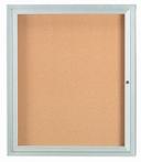 Aarco Clear Satin Anodized Finish Illuminated Enclosed Aluminum Bulletin Board with Single Door, 36 inch Height x 30 inch Width