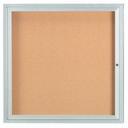 Aarco Clear Satin Anodized Finish Illuminated Enclosed Aluminum Bulletin Board with Single Door, 36 inch Height x 36 inch Width