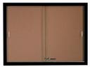 Aarco Black Powder Coat Frame Enclosed Bulletin Board with Sliding Glass Doors, 36 inch Height x 48 inch Width