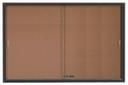 Aarco Black Powder Coat Frame Enclosed Bulletin Board with Sliding Glass Doors, 48 inch Height x 72 inch Width