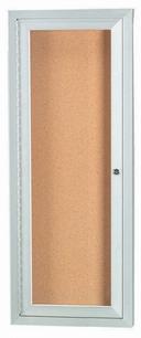 Aarco Clear Satin Anodized Finish Enclosed Aluminum Bulletin Board with Single Door, 36 inch Height x 12 inch Width