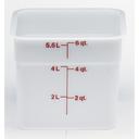 Cambro Camsquares Poly Winter Rose Graduation Mark White Food Storage Container, 6 Quart Capacity