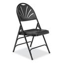 NPS 1100 Series Black Fan-Back Tri-Brace Dual Hinge Folding Chair with 17.75 inch Seat Height, Supports 500 Pound -- 4 per case